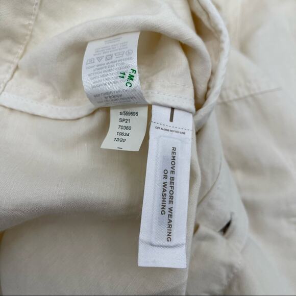 LOFT ANN TAYLOR Twill Linen Shirt Jacket Shacket Cream Pockets Lightweight Small - Picture 9 of 11
